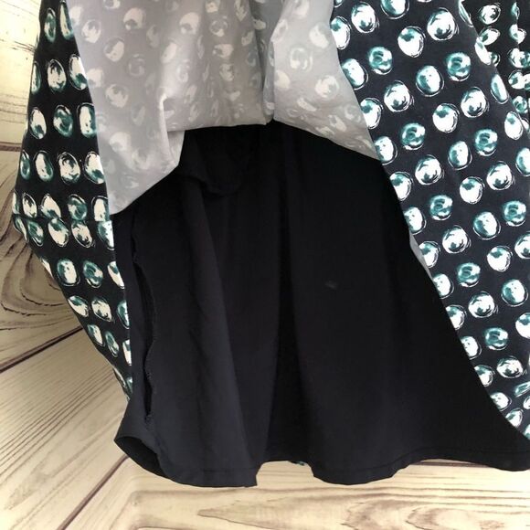 Banana Republic Navy & Teal Dot Pleated Flare Skirt Size 2 - Picture 3 of 7